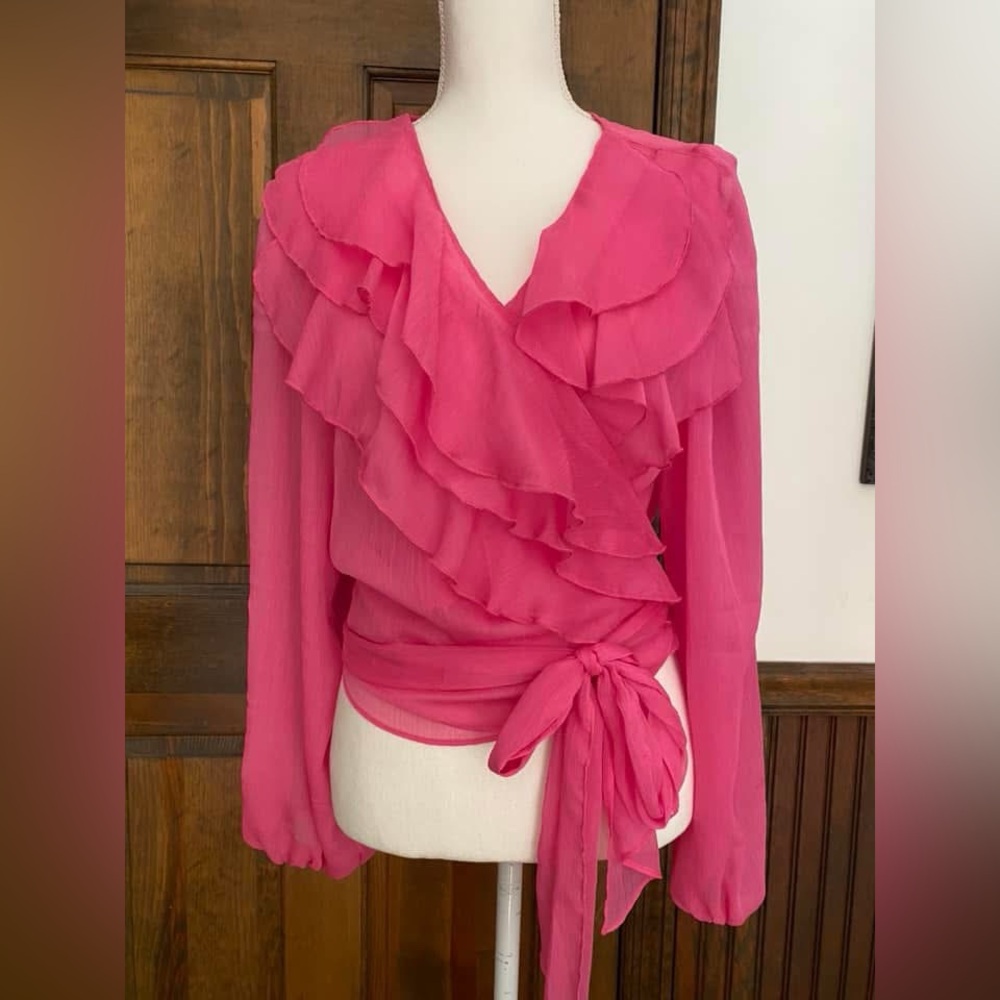 Elegant Pink Ruffle Blouse